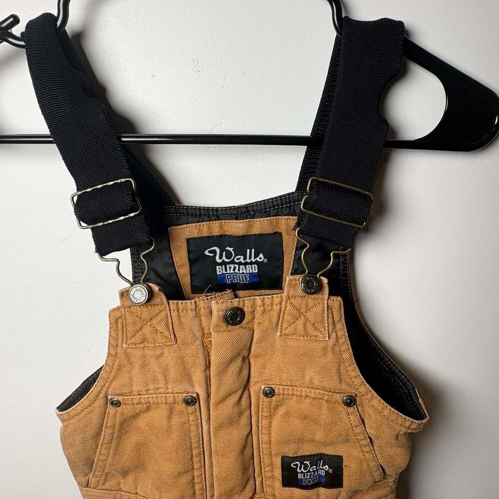 Walls Blizzard Pruf Youth Insulated Duck Canvas Bib Overalls Brown Size 8/10